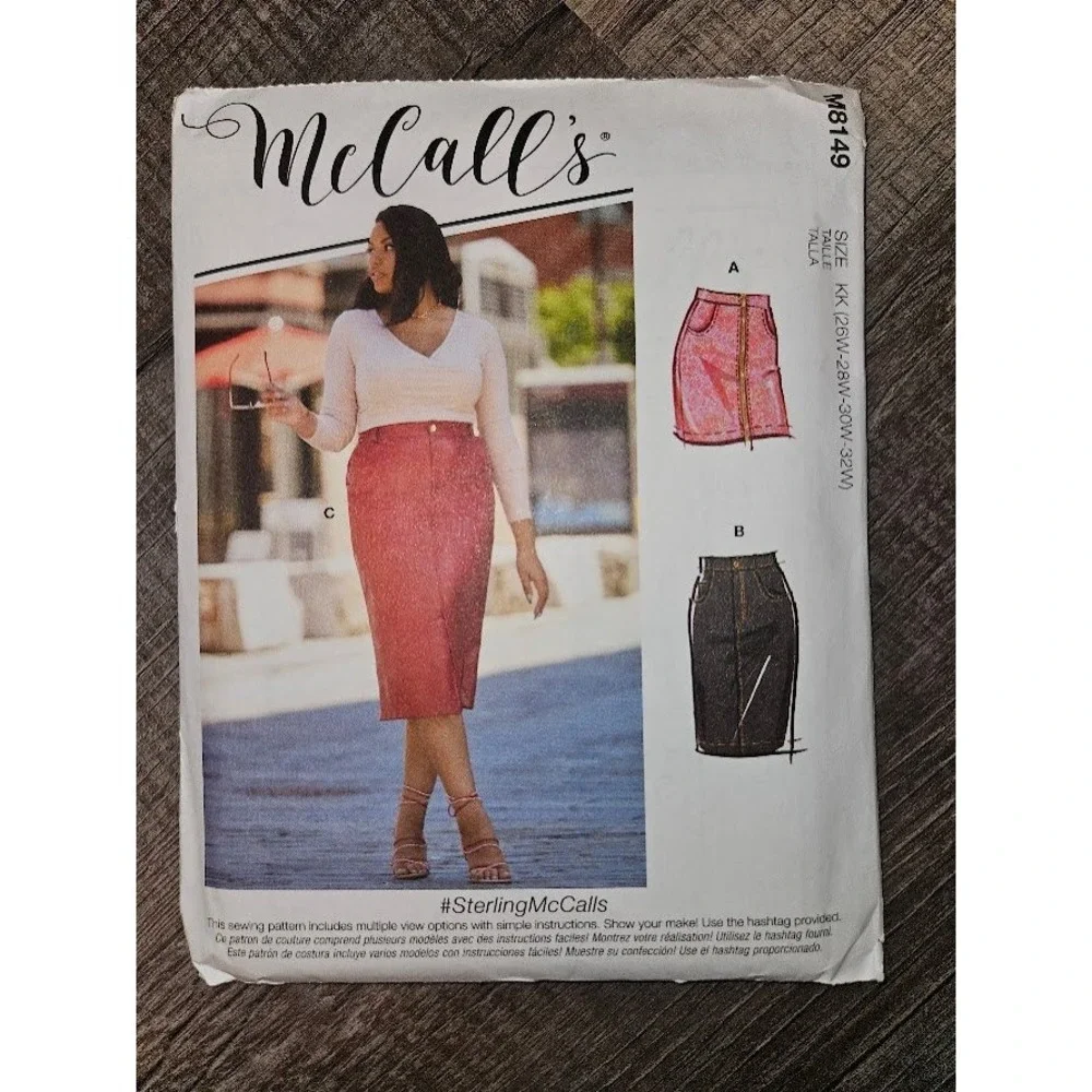 McCalls M8149 Sewing Pattern Misses Womens Skirts Sizes 26-32W Uncut Mini Midi